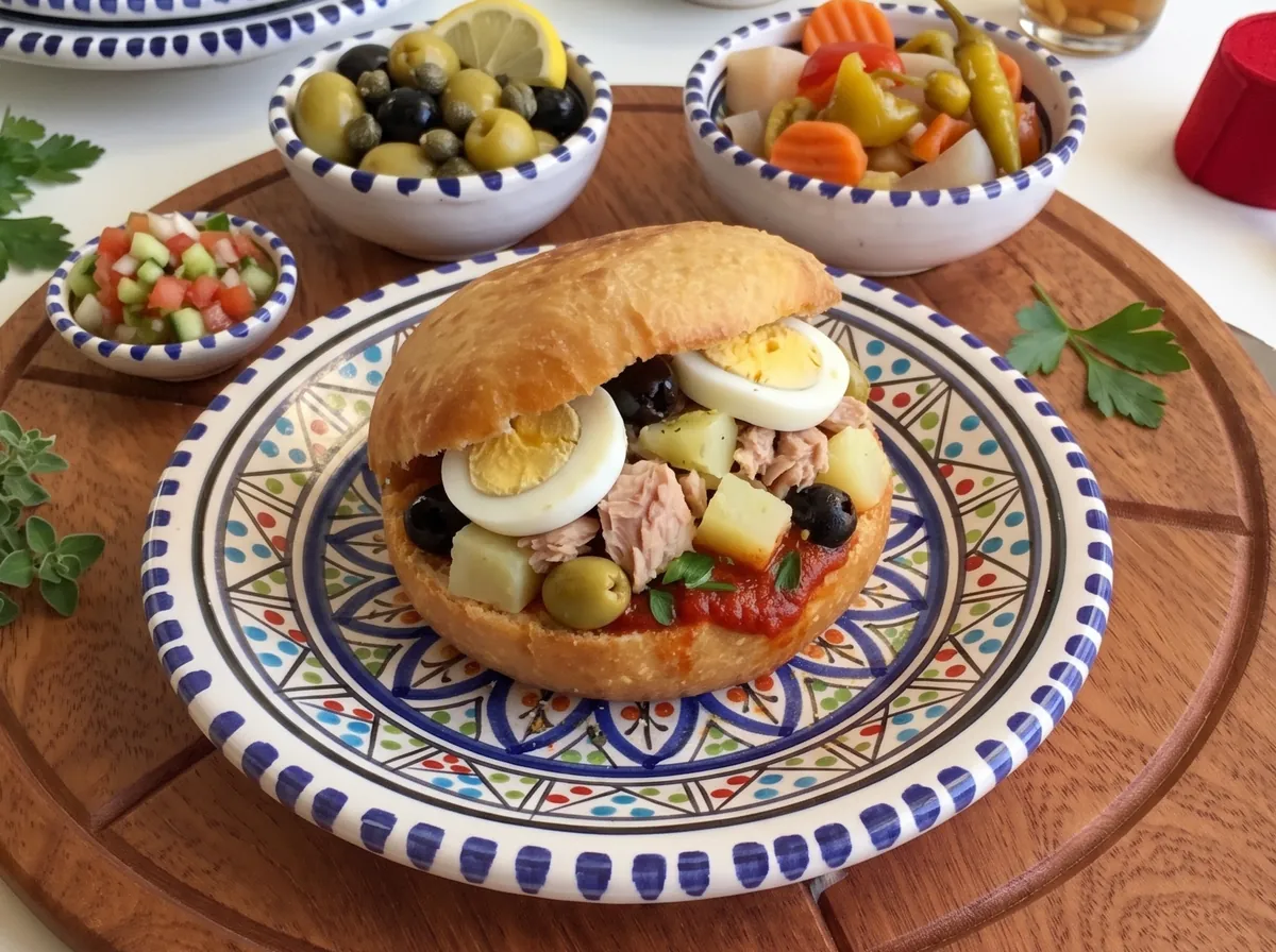 The Tunisian fricassée with tuna, egg and olives